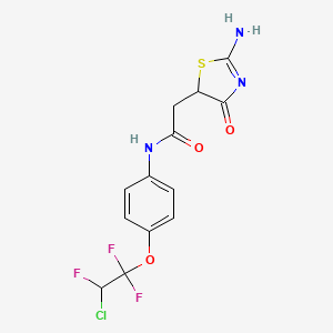 molecular formula C13H11ClF3N3O3S B2663294 N-(4-(2-chloro-1,1,2-trifluoroethoxy)phenyl)-2-(2-imino-4-oxothiazolidin-5-yl)acetamide CAS No. 497090-50-3