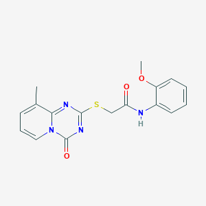 molecular formula C17H16N4O3S B2663296 N-(2-methoxyphenyl)-2-({9-methyl-4-oxo-4H-pyrido[1,2-a][1,3,5]triazin-2-yl}sulfanyl)acetamide CAS No. 896340-23-1