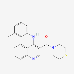 molecular formula C22H23N3OS B2663301 N-(3,5-DIMETHYLPHENYL)-3-(THIOMORPHOLINE-4-CARBONYL)QUINOLIN-4-AMINE CAS No. 1358236-32-4