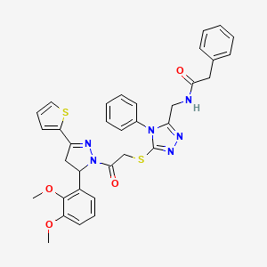 N-((5-((2-(5-(2,3-dimethoxyphenyl)-3-(thiophen-2-yl)-4,5-dihydro-1H-pyrazol-1-yl)-2-oxoethyl)thio)-4-phenyl-4H-1,2,4-triazol-3-yl)methyl)-2-phenylacetamide