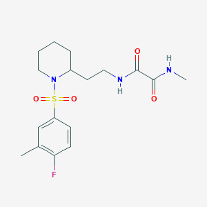 molecular formula C17H24FN3O4S B2663321 N'-{2-[1-(4-fluoro-3-methylbenzenesulfonyl)piperidin-2-yl]ethyl}-N-methylethanediamide CAS No. 898406-91-2