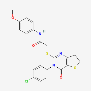 2-[[3-(4-chlorophenyl)-4-oxo-6,7-dihydrothieno[3,2-d]pyrimidin-2-yl]sulfanyl]-N-(4-methoxyphenyl)acetamide