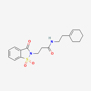 molecular formula C18H22N2O4S B2663338 N-[2-(cyclohex-1-en-1-yl)ethyl]-3-(1,1,3-trioxo-2,3-dihydro-1lambda6,2-benzothiazol-2-yl)propanamide CAS No. 899954-48-4