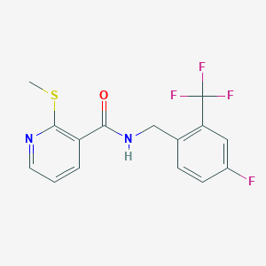 molecular formula C15H12F4N2OS B2663343 N-{[4-fluoro-2-(trifluoromethyl)phenyl]methyl}-2-(methylsulfanyl)pyridine-3-carboxamide CAS No. 1147824-33-6