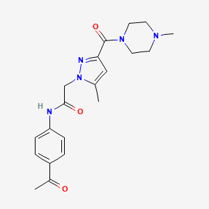 molecular formula C20H25N5O3 B2663348 N-(4-acetylphenyl)-2-(5-methyl-3-(4-methylpiperazine-1-carbonyl)-1H-pyrazol-1-yl)acetamide CAS No. 1170056-94-6