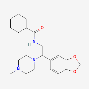 molecular formula C21H31N3O3 B2663361 N-(2-(benzo[d][1,3]dioxol-5-yl)-2-(4-methylpiperazin-1-yl)ethyl)cyclohexanecarboxamide CAS No. 896338-40-2