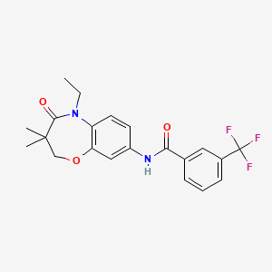molecular formula C21H21F3N2O3 B2663365 N-(5-ethyl-3,3-dimethyl-4-oxo-2,3,4,5-tetrahydro-1,5-benzoxazepin-8-yl)-3-(trifluoromethyl)benzamide CAS No. 921562-07-4