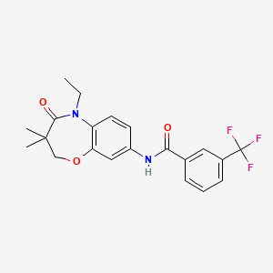 molecular formula C21H21F3N2O3 B2663365 N-(5-ethyl-3,3-dimethyl-4-oxo-2,3,4,5-tetrahydrobenzo[b][1,4]oxazepin-8-yl)-3-(trifluoromethyl)benzamide CAS No. 921562-07-4