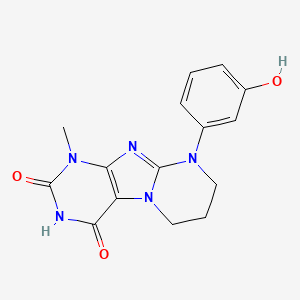 molecular formula C15H15N5O3 B2663367 9-(3-羟基苯基)-1-甲基-6,7,8,9-四氢嘧啶并[2,1-f]嘧啶-2,4(1H,3H)-二酮 CAS No. 946225-98-5