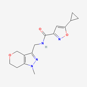 molecular formula C15H18N4O3 B2663370 5-cyclopropyl-N-((1-methyl-1,4,6,7-tetrahydropyrano[4,3-c]pyrazol-3-yl)methyl)isoxazole-3-carboxamide CAS No. 1797861-12-1