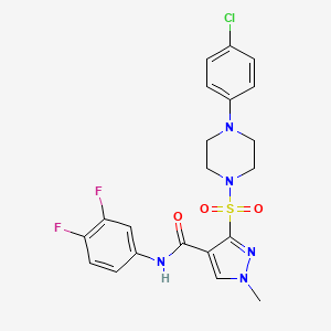 molecular formula C21H20ClF2N5O3S B2663375 N-[3-(甲硫基)苯基]-3-(吡咯烷-1-基甲酰)-1,2-苯并异噁唑-5-磺酰胺 CAS No. 1251683-15-4