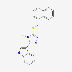 molecular formula C22H18N4S B2663381 3-(4-methyl-5-((naphthalen-1-ylmethyl)thio)-4H-1,2,4-triazol-3-yl)-1H-indole CAS No. 874818-34-5