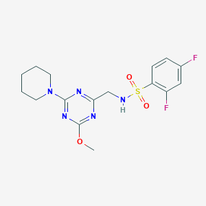 2,4-difluoro-N-((4-methoxy-6-(piperidin-1-yl)-1,3,5-triazin-2-yl)methyl)benzenesulfonamide