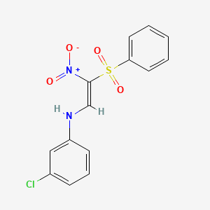 molecular formula C14H11ClN2O4S B2663405 N-[(E)-2-(benzenesulfonyl)-2-nitroethenyl]-3-chloroaniline CAS No. 338407-51-5