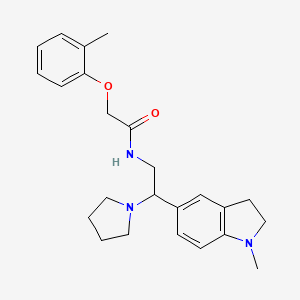 molecular formula C24H31N3O2 B2663406 N-(2-(1-methylindolin-5-yl)-2-(pyrrolidin-1-yl)ethyl)-2-(o-tolyloxy)acetamide CAS No. 922033-60-1