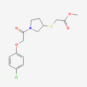 molecular formula C15H18ClNO4S B2663409 Methyl 2-((1-(2-(4-chlorophenoxy)acetyl)pyrrolidin-3-yl)thio)acetate CAS No. 2034407-27-5