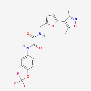 molecular formula C19H16F3N3O5 B2663417 N-{[5-(3,5-dimethyl-1,2-oxazol-4-yl)furan-2-yl]methyl}-N'-[4-(trifluoromethoxy)phenyl]ethanediamide CAS No. 2415587-10-7