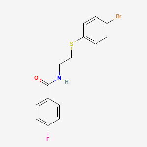 molecular formula C15H13BrFNOS B2663422 N-{2-[(4-bromophenyl)sulfanyl]ethyl}-4-fluorobenzenecarboxamide CAS No. 338955-70-7