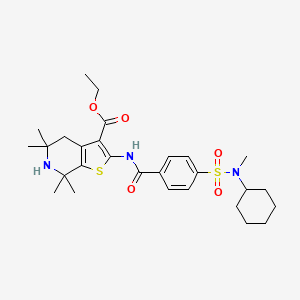 ethyl 2-(4-(N-cyclohexyl-N-methylsulfamoyl)benzamido)-5,5,7,7-tetramethyl-4,5,6,7-tetrahydrothieno[2,3-c]pyridine-3-carboxylate