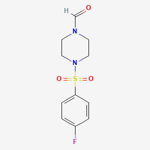 molecular formula C11H13FN2O3S B2663450 4-(4-Fluorobenzenesulfonyl)piperazine-1-carbaldehyde CAS No. 681226-64-2