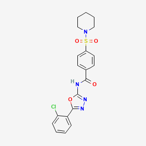 molecular formula C20H19ClN4O4S B2663451 N-[5-(2-chlorophenyl)-1,3,4-oxadiazol-2-yl]-4-piperidin-1-ylsulfonylbenzamide CAS No. 501351-80-0