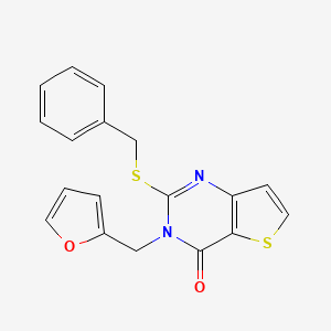 molecular formula C18H14N2O2S2 B2663454 2-(benzylsulfanyl)-3-(furan-2-ylmethyl)thieno[3,2-d]pyrimidin-4(3H)-one CAS No. 1326851-58-4