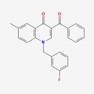 molecular formula C24H18FNO2 B2663460 3-benzoyl-1-(3-fluorobenzyl)-6-methylquinolin-4(1H)-one CAS No. 865657-14-3