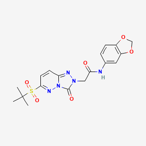 molecular formula C18H19N5O6S B2663471 N-(2H-1,3-benzodioxol-5-yl)-2-[6-(2-methylpropane-2-sulfonyl)-3-oxo-2H,3H-[1,2,4]triazolo[4,3-b]pyridazin-2-yl]acetamide CAS No. 1189897-91-3