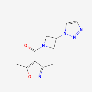 molecular formula C11H13N5O2 B2663473 (3-(1H-1,2,3-triazol-1-yl)azetidin-1-yl)(3,5-dimethylisoxazol-4-yl)methanone CAS No. 2034443-01-9