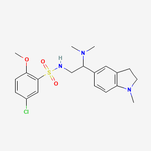 molecular formula C20H26ClN3O3S B2663486 5-chloro-N-(2-(dimethylamino)-2-(1-methylindolin-5-yl)ethyl)-2-methoxybenzenesulfonamide CAS No. 953965-89-4