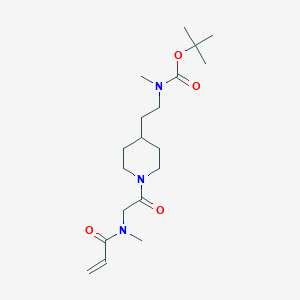 molecular formula C19H33N3O4 B2663491 Tert-butyl N-methyl-N-[2-[1-[2-[methyl(prop-2-enoyl)amino]acetyl]piperidin-4-yl]ethyl]carbamate CAS No. 2361723-94-4