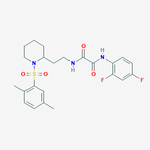 molecular formula C23H27F2N3O4S B2663494 N1-(2,4-difluorophenyl)-N2-(2-(1-((2,5-dimethylphenyl)sulfonyl)piperidin-2-yl)ethyl)oxalamide CAS No. 898426-57-8