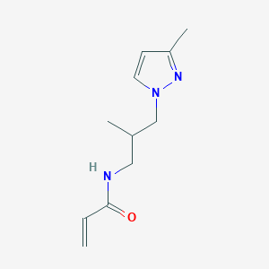 molecular formula C11H17N3O B2663497 N-[2-Methyl-3-(3-methylpyrazol-1-yl)propyl]prop-2-enamide CAS No. 2411278-62-9