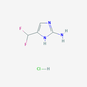 molecular formula C4H6ClF2N3 B2663508 5-(Difluoromethyl)-1H-imidazol-2-amine;hydrochloride CAS No. 2411229-45-1