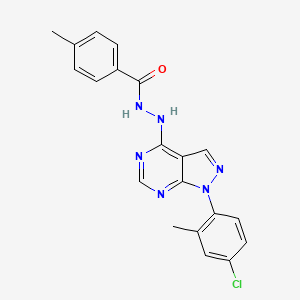 molecular formula C20H17ClN6O B2663517 N'-(1-(4-chloro-2-methylphenyl)-1H-pyrazolo[3,4-d]pyrimidin-4-yl)-4-methylbenzohydrazide CAS No. 1207000-18-7