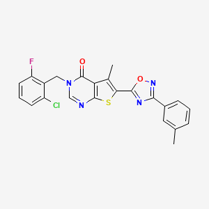 molecular formula C23H16ClFN4O2S B2663520 3-(2-chloro-6-fluorobenzyl)-5-methyl-6-[3-(3-methylphenyl)-1,2,4-oxadiazol-5-yl]thieno[2,3-d]pyrimidin-4(3H)-one CAS No. 1326907-76-9