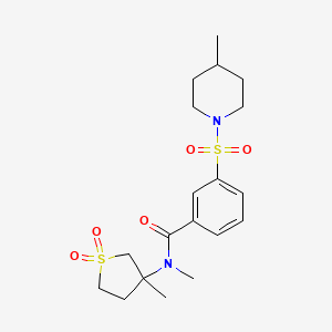molecular formula C19H28N2O5S2 B2663528 N-methyl-N-(3-methyl-1,1-dioxo-1lambda6-thiolan-3-yl)-3-[(4-methylpiperidin-1-yl)sulfonyl]benzamide CAS No. 874594-57-7