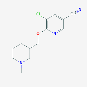 molecular formula C13H16ClN3O B2663538 5-Chloro-6-[(1-methylpiperidin-3-yl)methoxy]pyridine-3-carbonitrile CAS No. 2201738-41-0