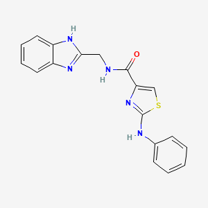 molecular formula C18H15N5OS B2663563 N-((1H-benzo[d]imidazol-2-yl)methyl)-2-(phenylamino)thiazole-4-carboxamide CAS No. 1203405-71-3