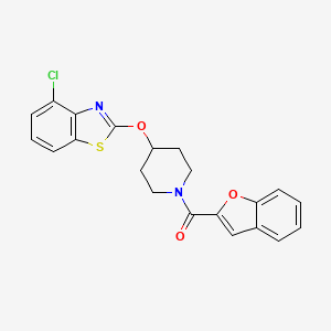 molecular formula C21H17ClN2O3S B2663595 Benzofuran-2-yl(4-((4-chlorobenzo[d]thiazol-2-yl)oxy)piperidin-1-yl)methanone CAS No. 1286696-80-7