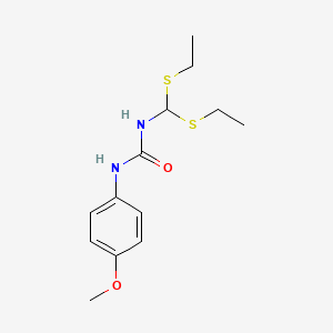molecular formula C13H20N2O2S2 B2663598 N-[bis(ethylsulfanyl)methyl]-N'-(4-methoxyphenyl)urea CAS No. 338752-79-7