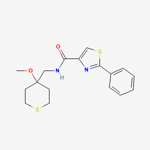molecular formula C17H20N2O2S2 B2663603 N-[(4-methoxythian-4-yl)methyl]-2-phenyl-1,3-thiazole-4-carboxamide CAS No. 2034399-03-4