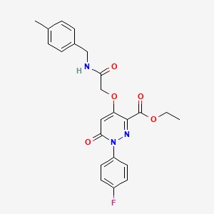 molecular formula C23H22FN3O5 B2663616 ethyl 1-(4-fluorophenyl)-4-({[(4-methylphenyl)methyl]carbamoyl}methoxy)-6-oxo-1,6-dihydropyridazine-3-carboxylate CAS No. 899943-71-6