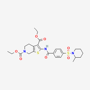 molecular formula C26H33N3O7S2 B2663628 diethyl 2-(4-((2-methylpiperidin-1-yl)sulfonyl)benzamido)-4,5-dihydrothieno[2,3-c]pyridine-3,6(7H)-dicarboxylate CAS No. 449781-68-4