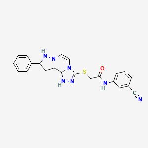 molecular formula C22H15N7OS B2663690 N-(3-cyanophenyl)-2-({11-phenyl-3,4,6,9,10-pentaazatricyclo[7.3.0.0^{2,6}]dodeca-1(12),2,4,7,10-pentaen-5-yl}sulfanyl)acetamide CAS No. 1206989-33-4