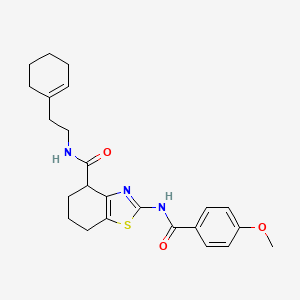 molecular formula C24H29N3O3S B2663712 N-(2-(cyclohex-1-en-1-yl)ethyl)-2-(4-methoxybenzamido)-4,5,6,7-tetrahydrobenzo[d]thiazole-4-carboxamide CAS No. 941925-95-7