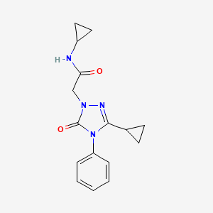 molecular formula C16H18N4O2 B2663738 N-cyclopropyl-2-(3-cyclopropyl-5-oxo-4-phenyl-4,5-dihydro-1H-1,2,4-triazol-1-yl)acetamide CAS No. 1396808-26-6