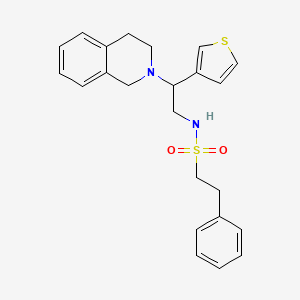 molecular formula C23H26N2O2S2 B2663740 N-(2-(3,4-dihydroisoquinolin-2(1H)-yl)-2-(thiophen-3-yl)ethyl)-2-phenylethanesulfonamide CAS No. 955259-45-7