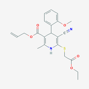 molecular formula C22H24N2O5S B2663744 Prop-2-en-1-yl 5-cyano-6-[(2-ethoxy-2-oxoethyl)sulfanyl]-4-(2-methoxyphenyl)-2-methyl-1,4-dihydropyridine-3-carboxylate CAS No. 442556-49-2