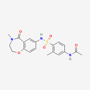 molecular formula C19H21N3O5S B2663785 N-(3-methyl-4-(N-(4-methyl-5-oxo-2,3,4,5-tetrahydrobenzo[f][1,4]oxazepin-7-yl)sulfamoyl)phenyl)acetamide CAS No. 922007-23-6